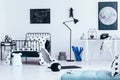 Teenager`s bedroom with moon poster Royalty Free Stock Photo