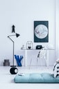 Teenager`s interior with moon poster