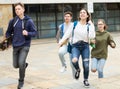 Teenager school kids running Royalty Free Stock Photo