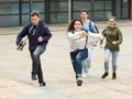 Teenager school kids running Royalty Free Stock Photo