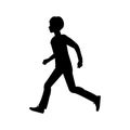 Teenager schoolboy running vector isolated silhouette