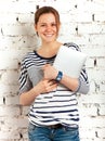 Teenager schoolgirl with tablet computer Royalty Free Stock Photo