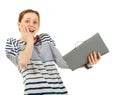 Teenager schoolgirl with textbook Royalty Free Stock Photo