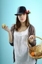 Teenager showing easter basket Royalty Free Stock Photo