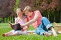 Teenager siblings reading book