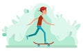 Teenager on Skateboard, Urban Hobby, Board Vector