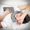 Teenager sleep with Tablet Royalty Free Stock Photo