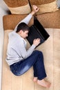 Teenager sleeps on Laptop