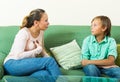 Teenager son and mother having serious talking Royalty Free Stock Photo