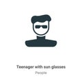 Teenager with sun glasses vector icon on white background. Flat vector teenager with sun glasses icon symbol sign from modern Royalty Free Stock Photo