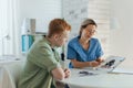 Teenager taking Rorschach test during psychological therapy with adolescent psychologist. Psychological session for Royalty Free Stock Photo