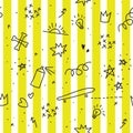 Teenager theme seamless pattern with yellow stripes