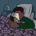 Teenager Using Smartphone Late At Night