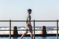 Teenager Walking Tidal Pool Ocean Waves Royalty Free Stock Photo