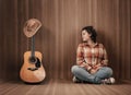 Cowboy hat guitar Royalty Free Stock Photo