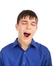 Teenager yawning