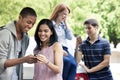 Teenagers with cellphones Royalty Free Stock Photo