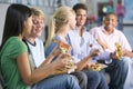 Teenagers enjoying lunch together