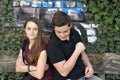 Teenagers, girl and boy have quarrel Royalty Free Stock Photo