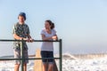 Teenagers Girl Boy Talking Tidal Pool Ocean Waves Royalty Free Stock Photo