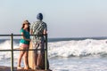 Teenagers Girl Boy Tidal Pool Ocean Waves Royalty Free Stock Photo