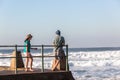 Teenagers Girl Boy Tidal Pool Ocean Waves Royalty Free Stock Photo