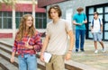 Teenagers going home after school Royalty Free Stock Photo