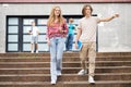 Teenagers going home after school Royalty Free Stock Photo