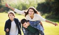 Teenagers having fun outdoor Royalty Free Stock Photo