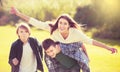 Teenagers having fun outdoor Royalty Free Stock Photo