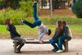 Teenagers having fun in the park