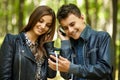 Teenagers listening music Royalty Free Stock Photo