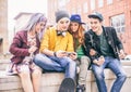 Teenagers meeting outdoors Royalty Free Stock Photo