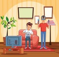 Teenagers playing videogames Royalty Free Stock Photo