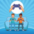 Teenagers playing videogames Royalty Free Stock Photo