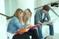 Teenagers revising together Royalty Free Stock Photo