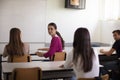 Teenagers students sitting in the classroom working exam Royalty Free Stock Photo