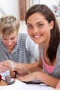 Teenagers studying in the library Royalty Free Stock Photo