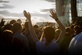 Teenagers at summer music festival enjoying themselves Royalty Free Stock Photo