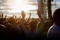 Teenagers at summer music festival enjoying themselves Royalty Free Stock Photo