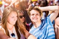 Teenagers at summer music festival enjoying themselves Royalty Free Stock Photo