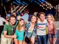 Teenagers at summer music festival having fun Royalty Free Stock Photo