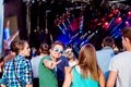 Teenagers at summer music festival having fun Royalty Free Stock Photo