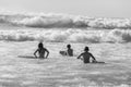 Teenagers Swimming Surfing Waves Royalty Free Stock Photo