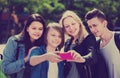 Teenagers taking mobile self picture Royalty Free Stock Photo