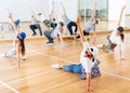 Teenagers training hip hop in dance studio Royalty Free Stock Photo