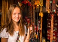 Teengirl in the Asian gift shop. Travel. Royalty Free Stock Photo