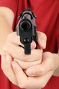 Teens hand with gun, gangster