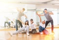 Teens hip hop dancers posing in studio Royalty Free Stock Photo