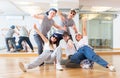 Teens hip hop dancers posing in studio Royalty Free Stock Photo